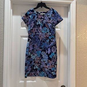 EUC pappagallo Navy Print Dress